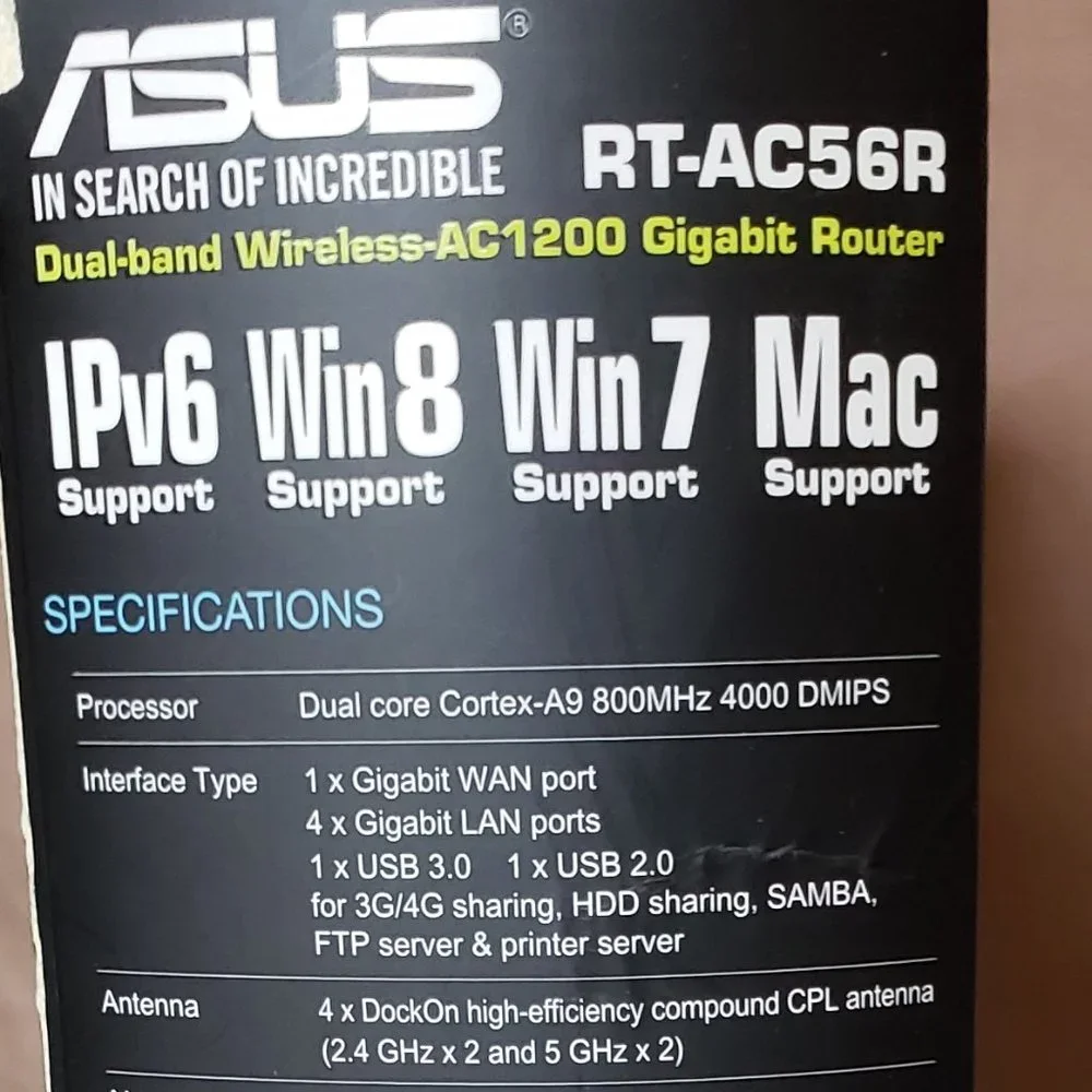 Router, ASUS - RT-AC56R Gigabit Router, 802.11ac, Wireless-AC 1200